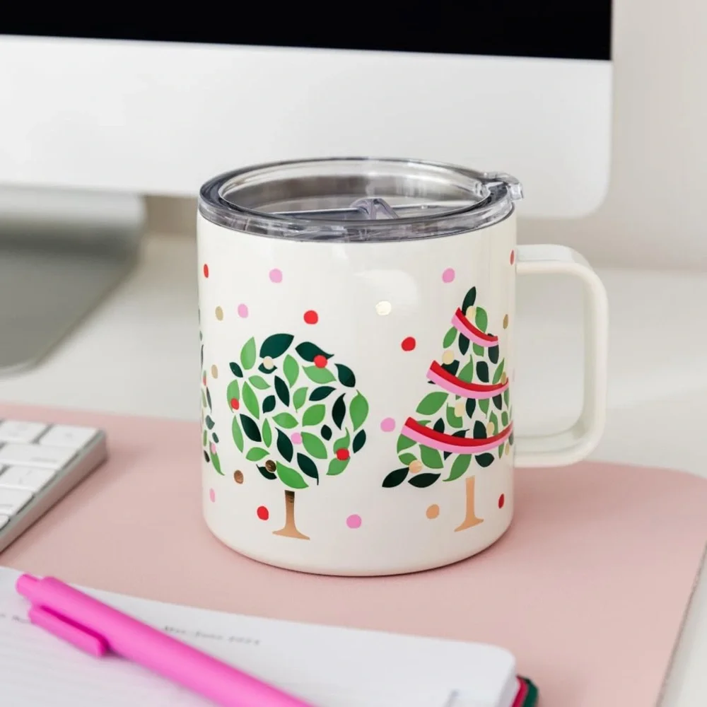 Kate Spade Stainless Steel Coffee Mug in Evergreen Confetti Dot